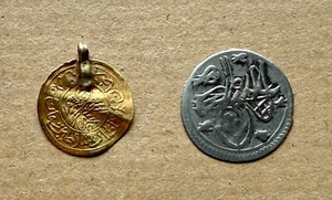 Lot of 2 Ottoman coins: 1 gold and 1 silver. Beautiful collectible items! - Picture 1 of 6