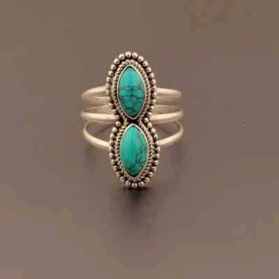 Santa Rosa Türkis Edelstein 925 Sterling Silber Handgemacht Ring Alle Größe S-41 - Bild 1 von 4