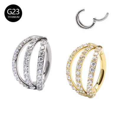 G23 Titanium Nose Hinged Seoment Septum Ring Hoop 16G Body Ears Piercing Jewelry - Image 1 of 4