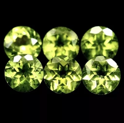 6x Peridot Rund Facettiert / Top Apfelgrün / aus Pakistan  #TP2 - Bild 1 von 3