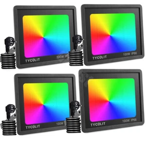 4X 100W LED inundador con enchufe foco exterior RGB con faro FB reflector - Imagen 1 de 10
