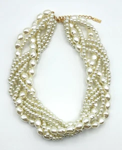 SugarFix By BaubleBar Faux Pearl Multi-Strand Twisted Torsade Statement Necklace - Picture 1 of 5