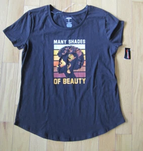 Indent Graphic Print Brown Many Shades Of Beauty cotton blend T-Shirt M L - Picture 1 of 2
