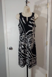 White House Black Market Women's Black White & Tan Print Dress, Size XS - Picture 1 of 10