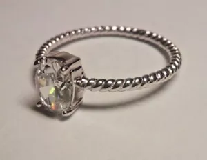 Anello Argento Sterling 925 con Zirconia e Cinturino Scanalato - Foto 1 di 4
