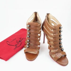 Christian Louboutin Damen-Stiefeletten mit offener Zehenpartie in braun Gr. 39 - Bild 1 von 20