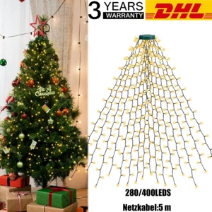LED Lichterkette Weihnachtsbaum Beleuchtung Innen Außen Wasserfall Deko 8 Modi - Bild 1 von 29