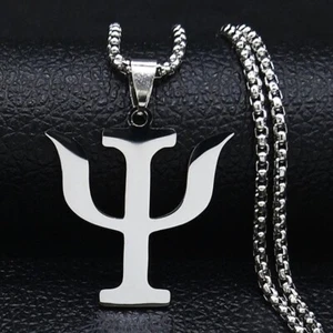 Psi Anhänger Halskette & Geschenktüte, griechischer Buchstabe Parapsychologie esp Silberkette - Bild 1 von 4