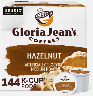 Gloria Jean's Hazelnut K-Cups, Medium Roast Coffee, 144 Count / Free Shipping.