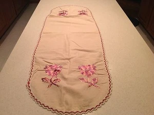 Bufanda vintage bordada con flores florales moradas y rosas - Imagen 1 de 9