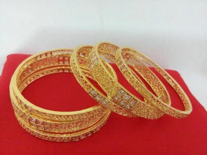 Mothers Day Indian Jewelry 6 Piece Bangle Bollywood Ethnic Gold Plated Jewelry - Picture 1 of 4