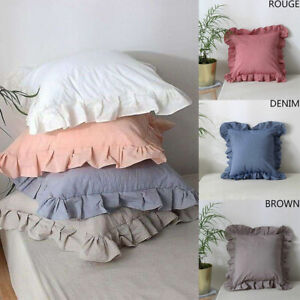 Sofa Chair Bed Ruffle Cotton Throw Pillow Home Decor Cover Cushion 45cm Soft