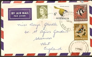 1966 Australia QEII Anemone & Humbug Fish, Honeyeater Bird FDC Air Mail to UK GB - Picture 1 of 1