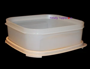 Tupperware #1 Square Modular Mates 5 Cups Sheer & Sandstone Beige Vintage EUC - Picture 1 of 2