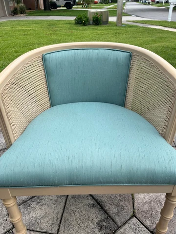 Vintage Morganton Faux Bamboo/Cane Upholstered Barrel Accent Chair Cover