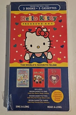 Hello Kitty Treasure Set Read And Sing Along 3 Books & 3 Cassettes Vtg Sanrio - Image 1 of 4