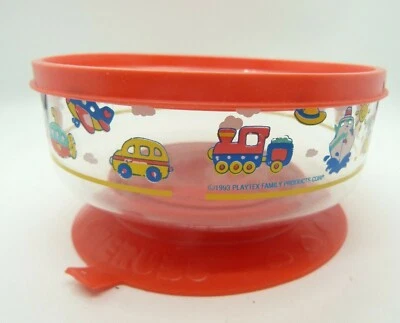 Plato de ventosa vintage Playtex 1993 querubines bebé niño pequeño con tapa Foto 1 de 4