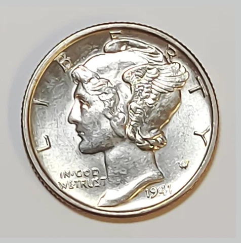 1941 Mercury Dime 10C FB - Blast White *Full Bands* Cover