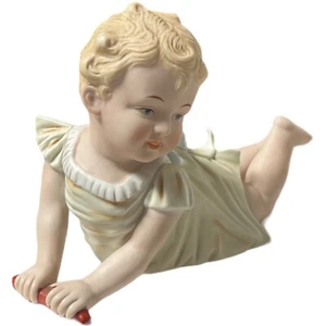 Vintage Piano Baby Porcelain Bisque Girl Doll By Andrea Japan Handpainted 10" - Picture 1 of 9