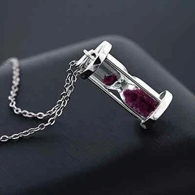 0.75ct Ruby Dust Hourglass 925 Sterling Silver pendant for women July birthstone - Image 1 of 4