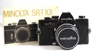 VINTAGE MINOLTA SRT-101 BLACK SLR CAMERA WITH 58MM F1.4 ROKKOR LENS (NEAR MINT) - Picture 1 of 10