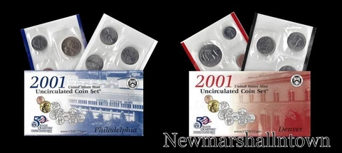 2001 P+D U.S. Mint Set ~ Sacagawea Kennedy Statehood Roosevelt Jefferson Lincoln Cover