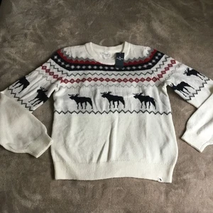 Abercrombie Kids Fairisle Reindeer Holiday Crew Neck Sweater 13/14 - Imagen 1 de 5