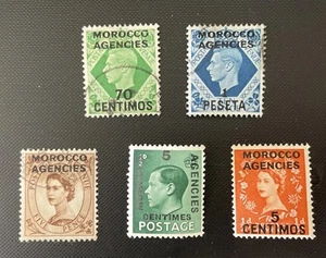 5 Great Britain Morocco Agencies Stamps: 88, 104, Plus 3 More - Picture 1 of 3