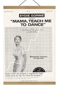 Seltene Original Eydie Gorme "Mama Teach Me.....Werbeanzeige, montiert mit Magnetrahmen! - Bild 1 von 3