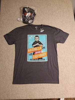 NUEVO CON ETIQUETAS LOTE DE Camiseta y Sombrero UFC Correa Hasbulla VS Everybody Hombres L 100% Algodón Foto 1 de 4