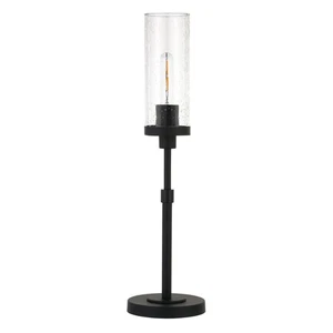 Frieda 26.68" Tall Table Lamp with Glass Shade in Blackened Bronze/Seeded - Picture 1 of 3