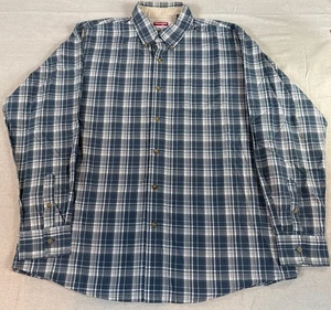 Wrangler Premium Qualität knitterresistent blau kariert Button Down Hemd Größe Large - Bild 1 von 7