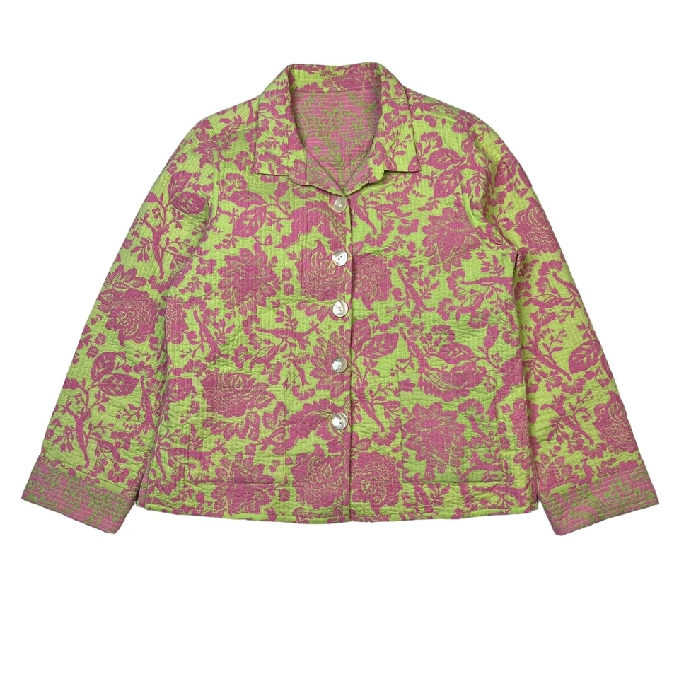 Chaqueta Acolchada Nomadic Traders NTCO Reversible Estampado Floral Rosa Verde M Mediana Foto 1 de 4