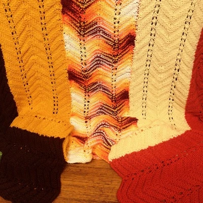 Retro Vintage 70's Vibes Orange Brown Stripy Knitted Blanket Throw - Image 1 of 4
