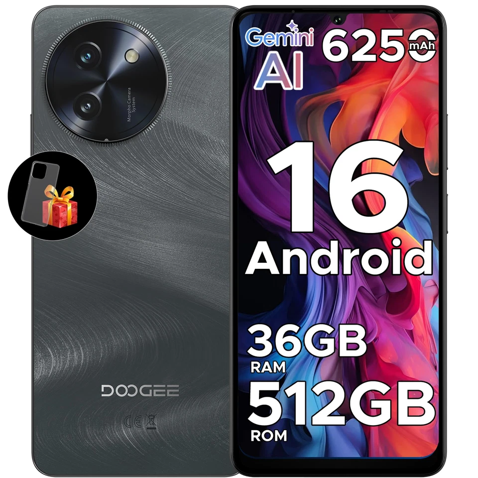 Teléfono inteligente DOOGEE Note 59 Pro+ 5G desbloqueado Android 16 teléfono celular 36 GB+512 GB NFC Foto 1 de 4