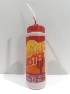 Bottiglia acqua vintage 1988 Taco Bell Border Buster Squeeze con cannuccia anni 80 - Foto 1 di 6