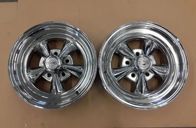 Nice Vintage Rocket Racing Wheels 15x4 Stage 1 Five Spoke Chrome Front Runners - Image 1 of 4