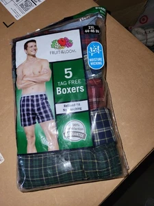 Fruit Of The Loom Fashion Plaids 5 Pack Tag Free Boxers Men`s Size 2XL - Picture 1 of 5