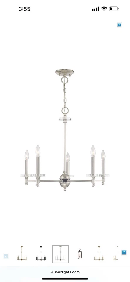 Livex Lighting Bennington - Lámpara de araña de 5 luces - 25” de ancho 21,75” de alto 2334P Foto 1 de 4