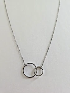 Dainty Solid Sterling Silver Linked Circle Chain Necklace 925 #4.2 - Picture 1 of 6