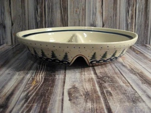 Boleslawiec Bow2 Divided Vegetable Bowl - Poland Pottery - Picture 1 of 1