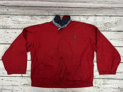 Chaqueta Bomber Roja De Colección Chaps Ralph Lauren Crest Logo 100% Algodón Cremallera Completa - Talla L Foto 1 de 4