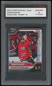 2023-24 Connor Bedard Topps Now NHL Sticker 1st Graded 10 Chicago Rookie Card #5 - Picture 1 of 1