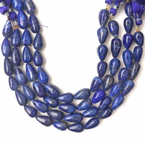 Natürlicher Lapislazuli glatte Tränenform 8 Zoll Strang 8x13-8x15 mm Perlen - Bild 1 von 7