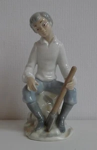 Tengra Made IN Spain Porcelain Figurine Young Man With Axe Handmade 22cm - Picture 1 of 9