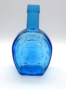 Botella de vidrio azul Wheaton EE. UU. HORSE-SHOE BITTERS COLLINSVILLE ILLINOIS 2 caras - Imagen 1 de 10
