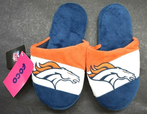 FOCO Youth Navy Orange Colorblock Denver Bronco Team Slide Slipper Non Slip Cover
