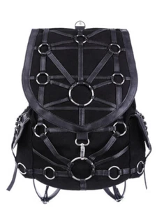 Gothic Restyle Rucksack Backpack Tasche Schultasche O-Ring Ringe schwarz black - Bild 1 von 5