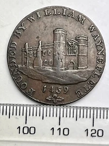 Gettone Conder 1793, mezzo penny Wainfleet - bordo raro - quotato a £ 150 (D331) - Foto 1 di 3