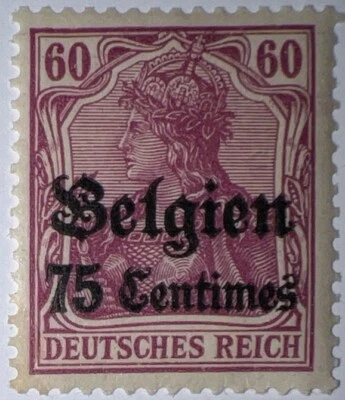 Travelstamps: Germany Offices in Belgium Stamps 75c on 60pf, Mint MOGNH Wmk Foto 1 de 4